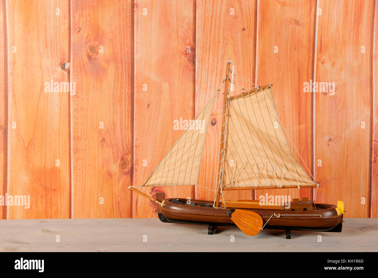Handmade wooden miniature sailboat from Holland Stock Photo Alamy