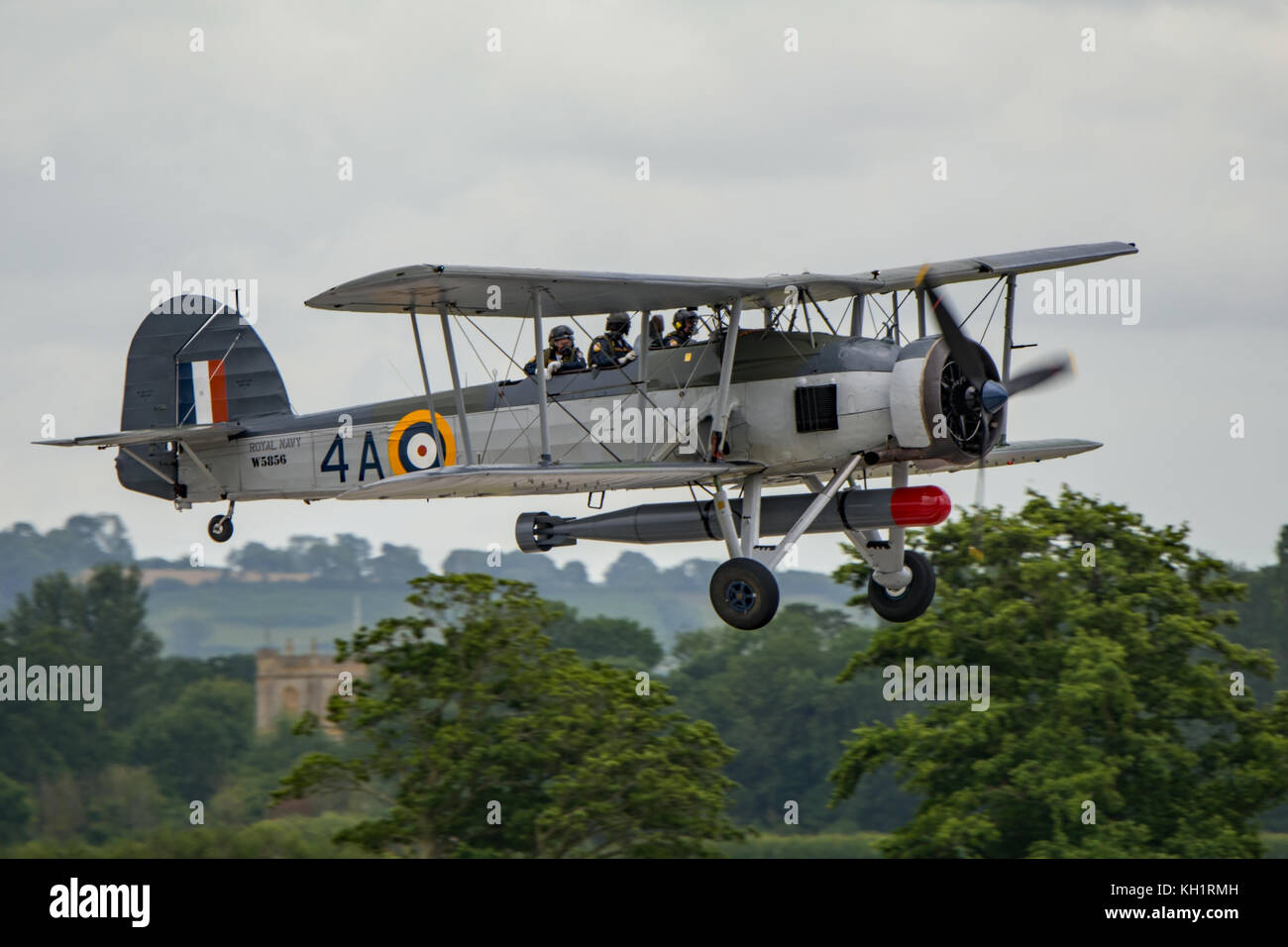 A British Royal Navy Swordfish Torpedo Bomber makes a landing approach