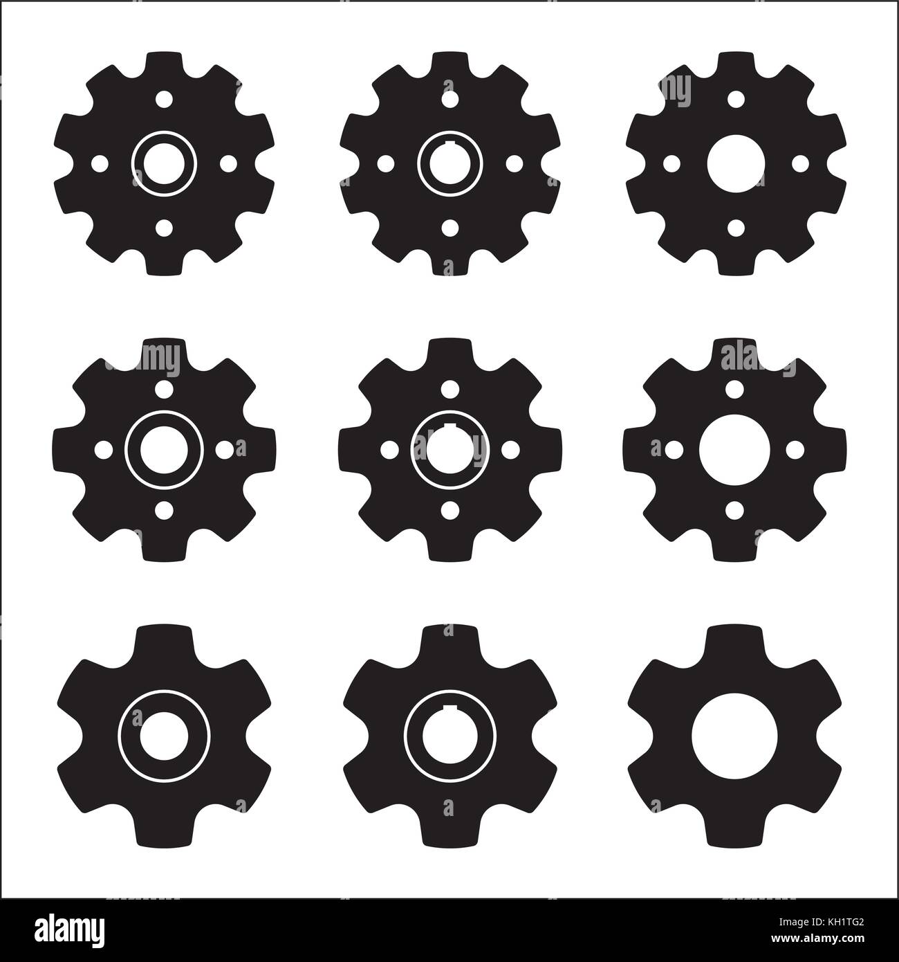 Sprocket and wheel vector icons Stock Vector