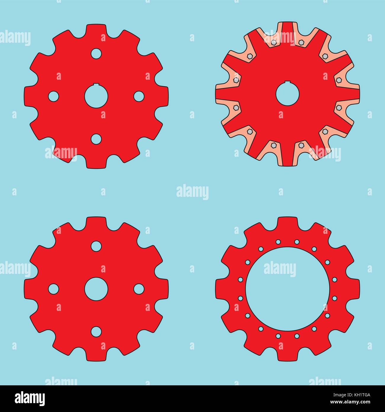 Sprocket and wheel vector icons Stock Vector