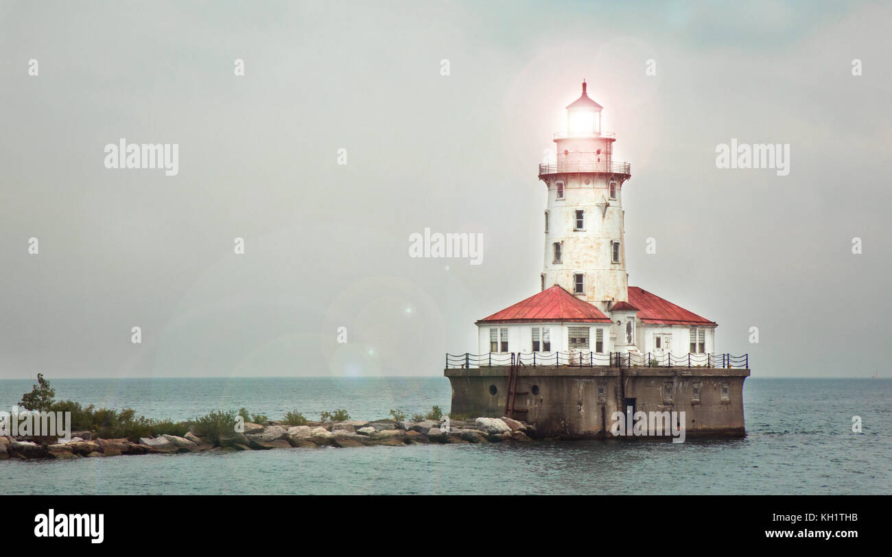 Lighthouse at Navy Pier in Chicago Stock Photo - Alamy