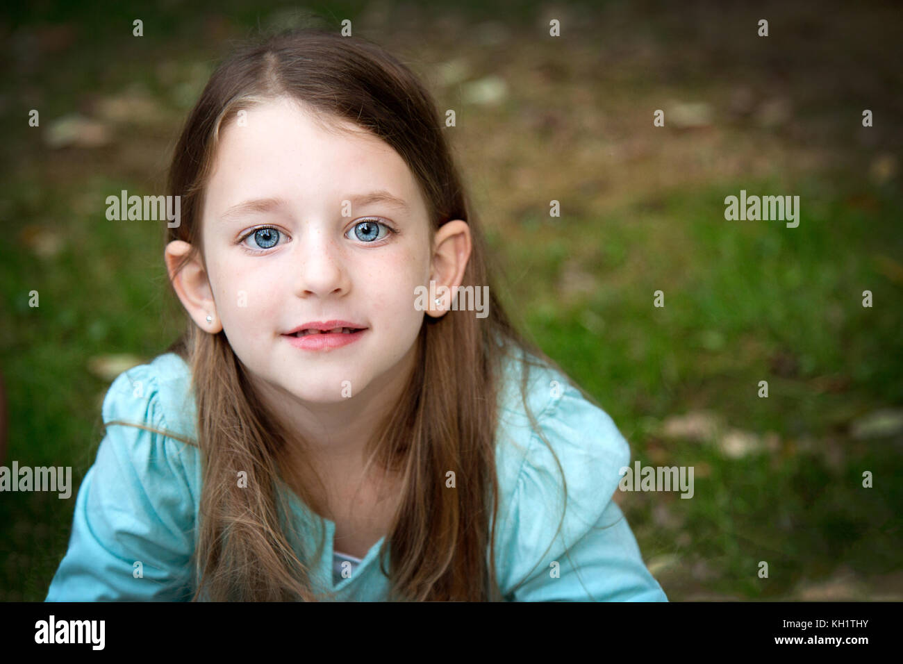 Bright blue eyes of a child Stock Photo