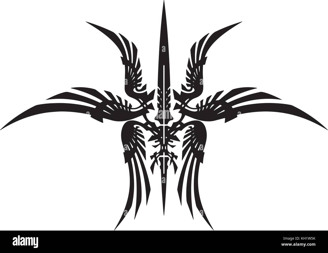 Seraphim sixwinged angel from Bible Book Tattoo line design artwork  vector logo 21993395 Vector Art at Vecteezy