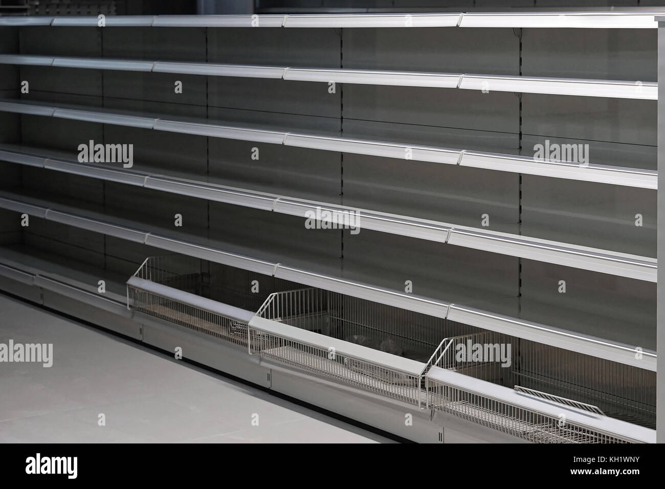 Empty shelf in grocery store Stock Photo Alamy