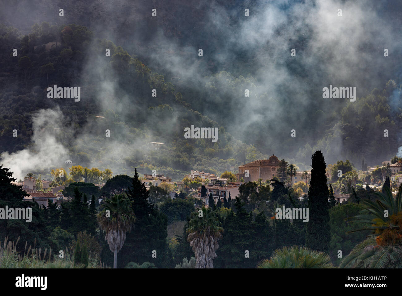 View  Soller Majorca Spain .The Serra de Tramuntana has been declared a World Heritage Site by UNESCO under the Cultural Landscape categ Stock Photo
