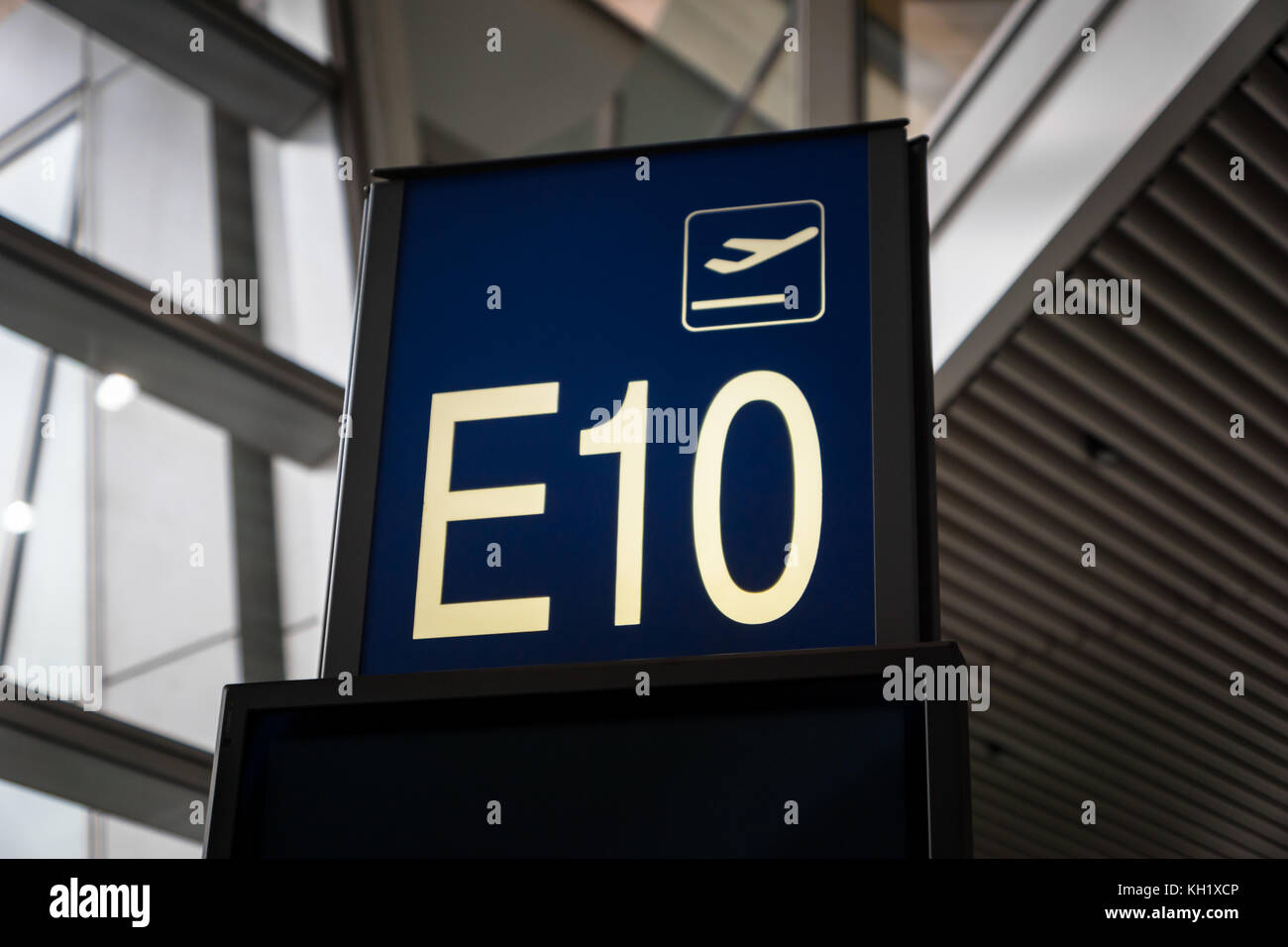 Airport Boarding gate entrance number sign board in departure area Stock Photo Alamy