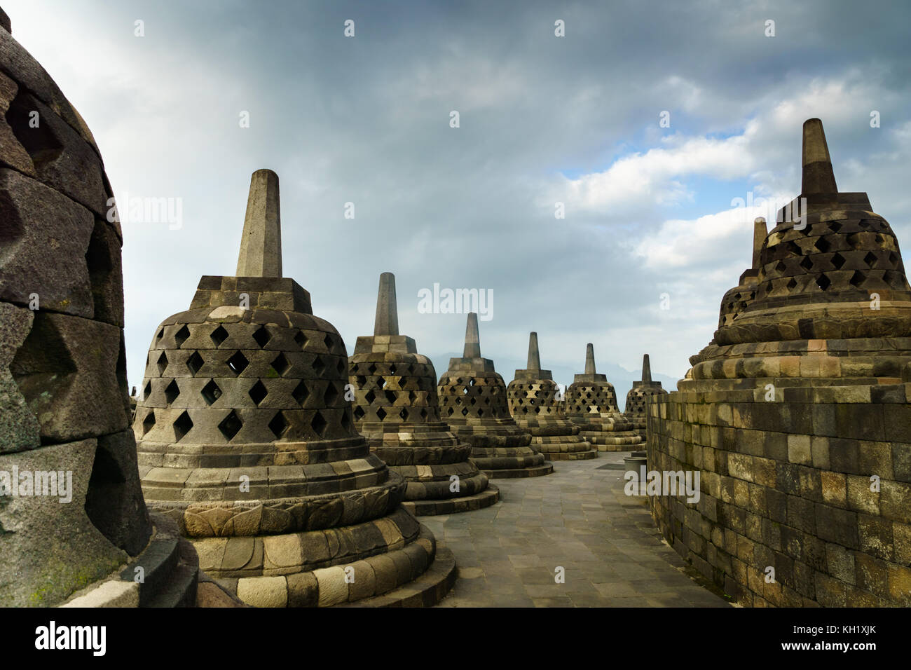 View of Borobudur temple. World heritage site in Yogyakarta, Central ...