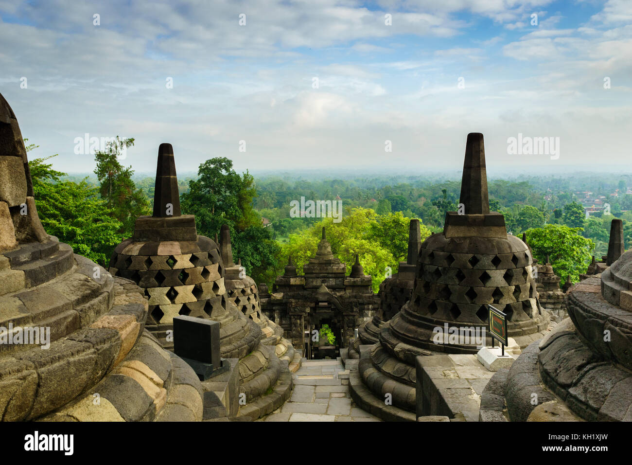 View of Borobudur temple. World heritage site in Yogyakarta, Central ...