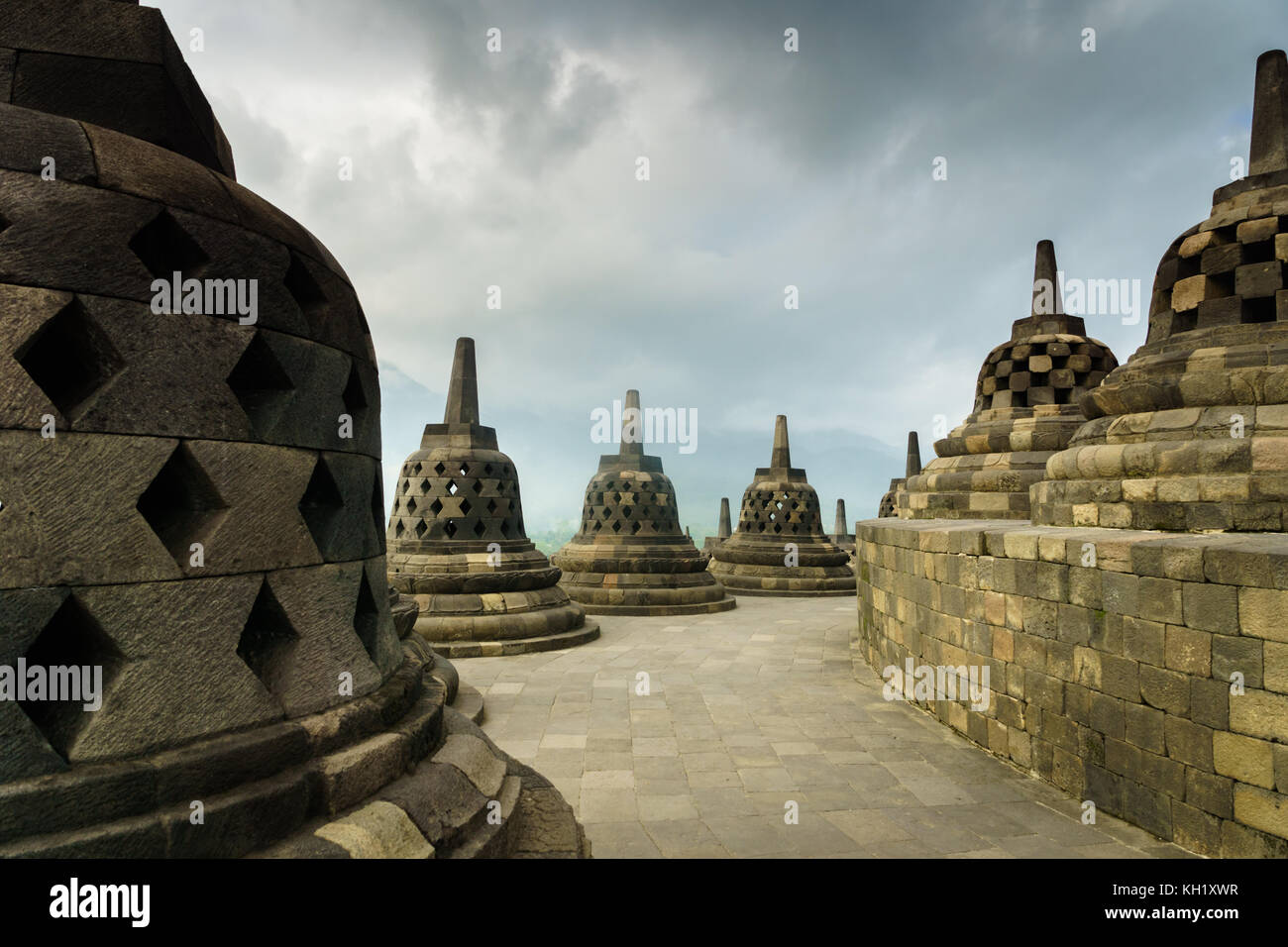 View of Borobudur temple. World heritage site in Yogyakarta, Central ...