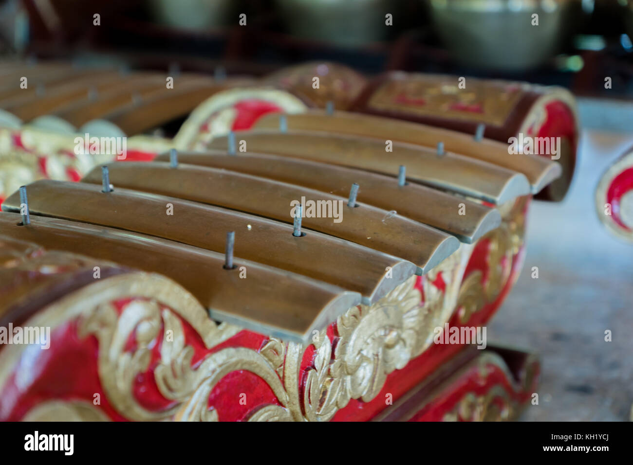 Saron, a gamelan music instrument, a traditional music in Bali and Java, Indonesia Stock Photo