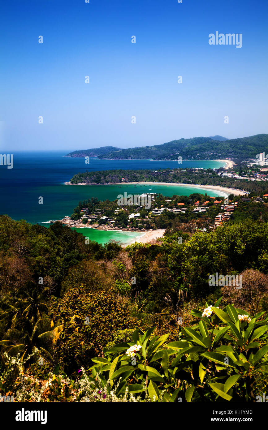 West coast of Phuket Island, Kata Noi Beach, Kata Yai Beach and Karon Beach, Andaman Sea, Thailand Stock Photo