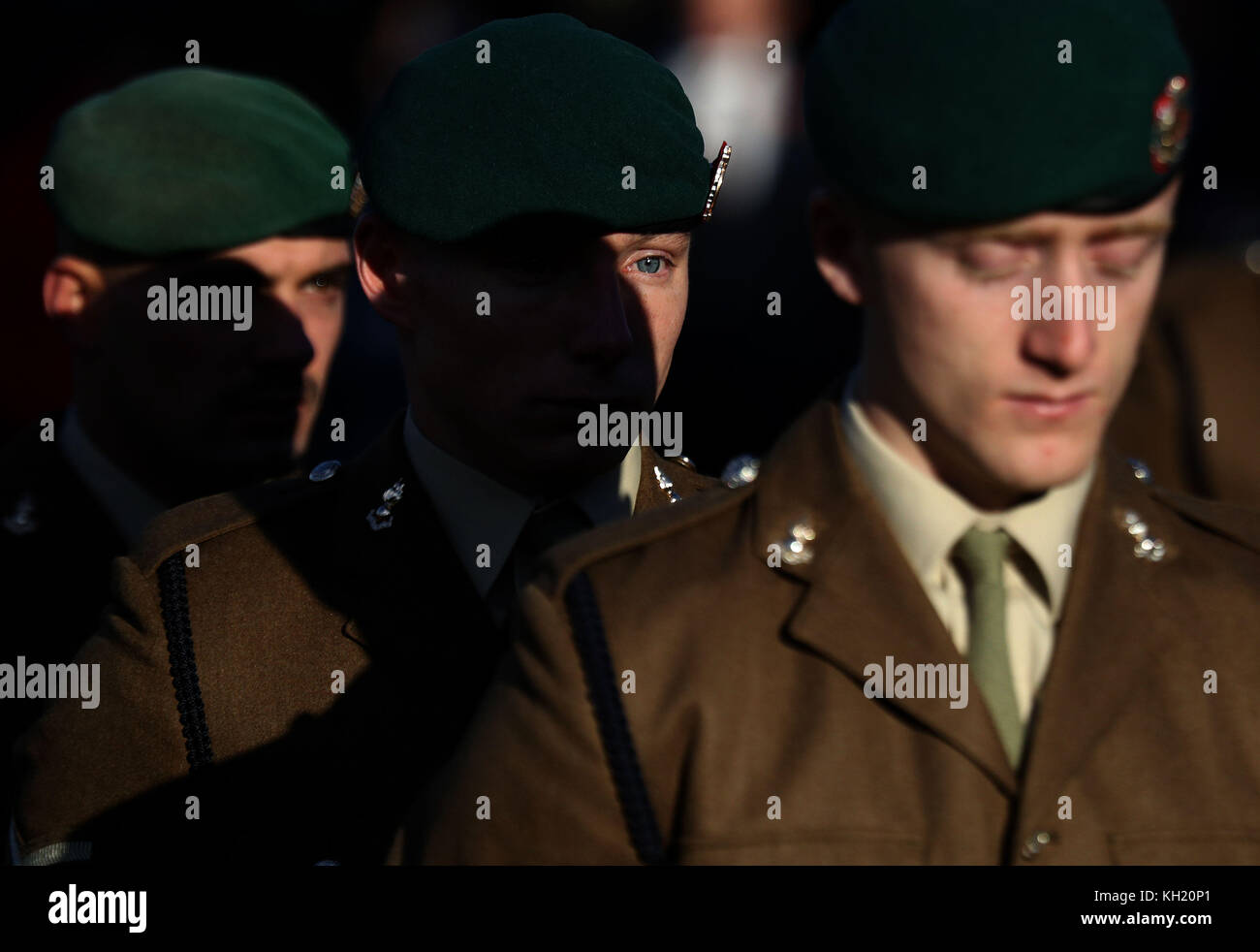 Serving servicemen and veterans attend a Remembrance Sunday Service in ...