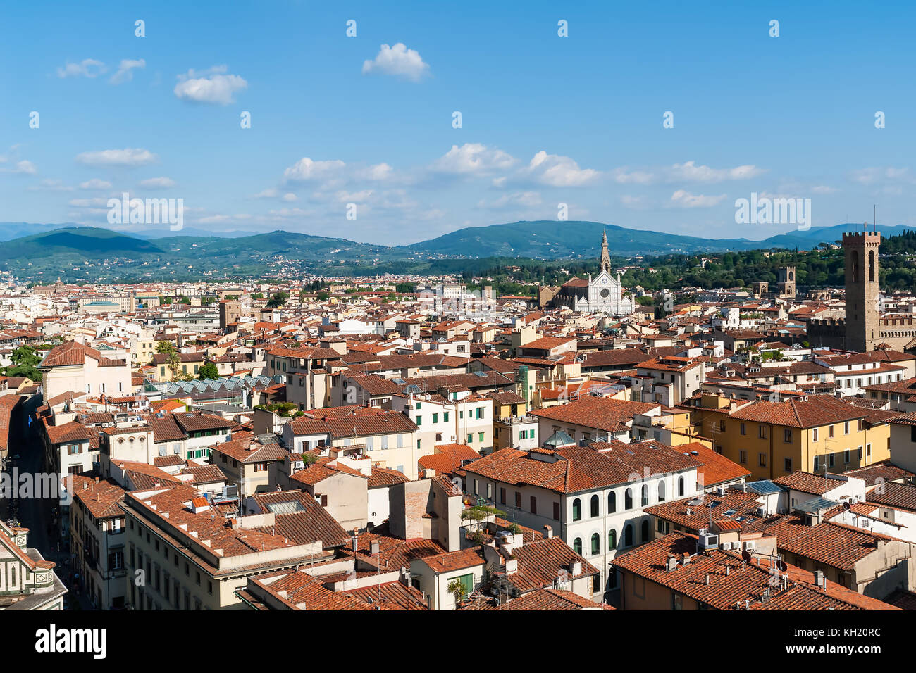 An aerial panoramic view of Florence from the top of the Campanile - Florence, Tuscany, Italy Stock Photo