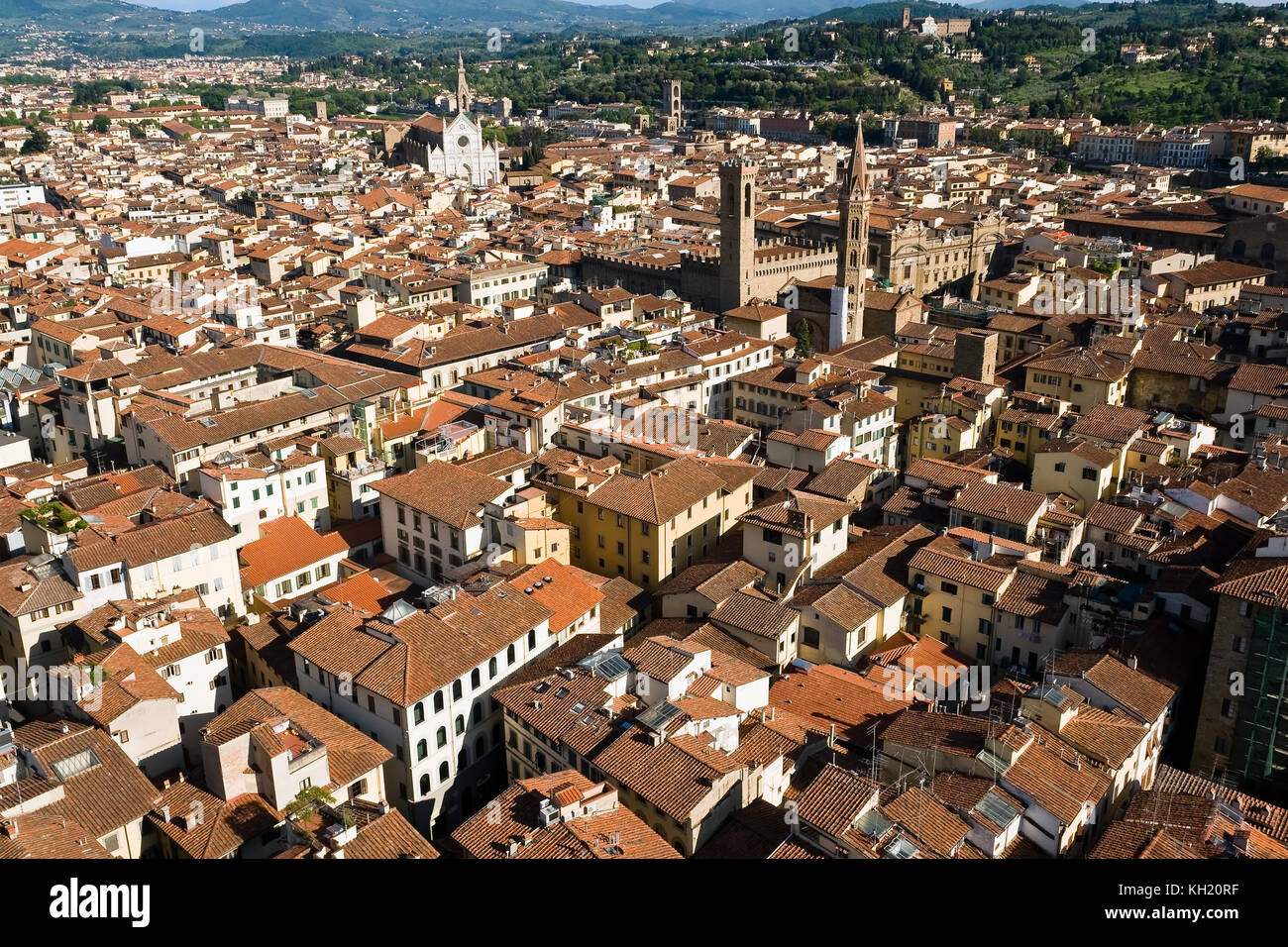 An aerial panoramic view of Florence from the top of the Campanile - Florence, Tuscany, Italy Stock Photo