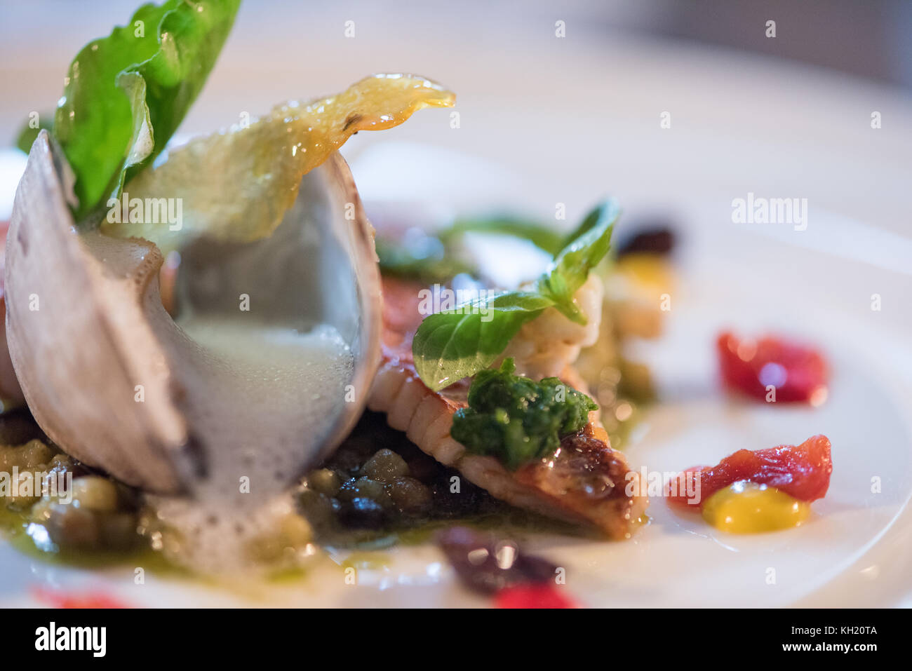 close up of a finished seafood dish Stock Photo