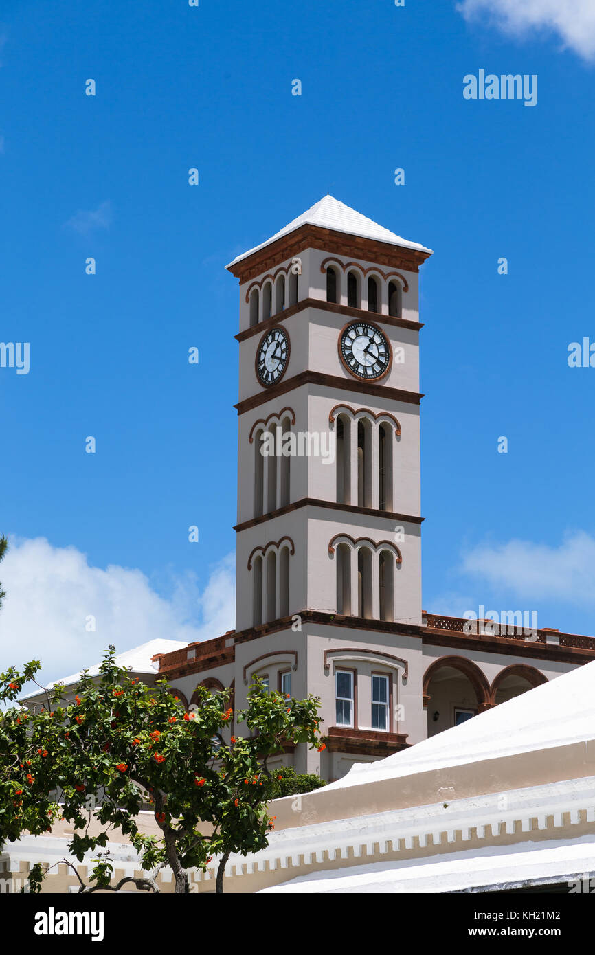 Hamilton Bermuda Sessions House and Clock Tower Stock Photo Alamy