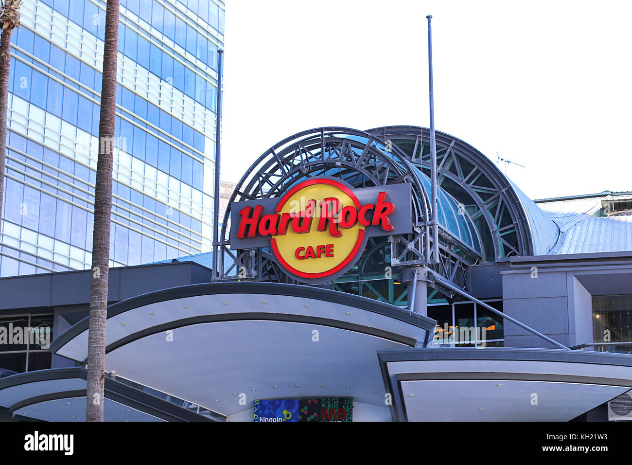 SYDNEY, AUSTRALIA - NOVEMBER 25, 2016: Detail of Hard Rock cafe in Darling Harbour in Sydney.  It is a chain of theme restaurants founded at 1971 in L Stock Photo