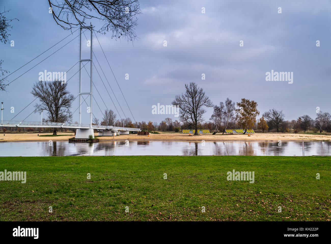 bridge on the river warta in the city of sieradz poland stock photo alamy