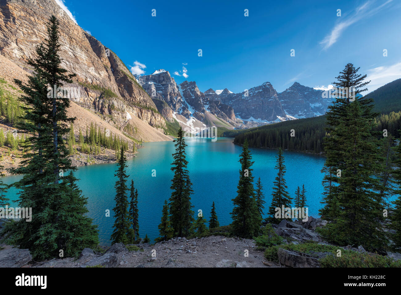 Moraine Lake in Banff National Park Stock Photo