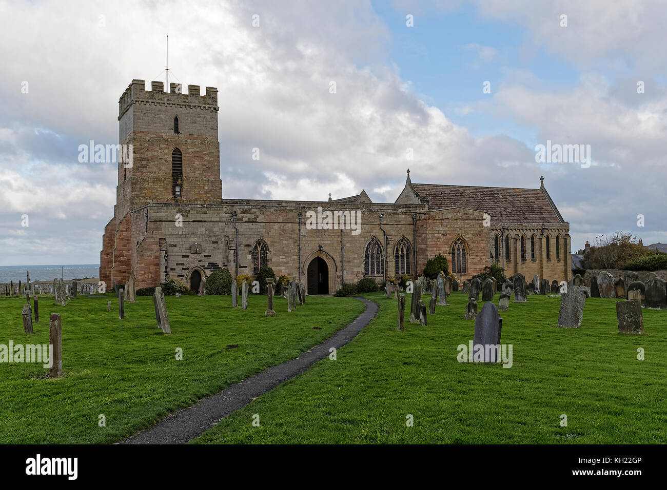 Parish Church of St Aidan, Bamburgh holding the grave of Grace Darling heroine celebrated by the Royal National Lifeboat Institution Stock Photo