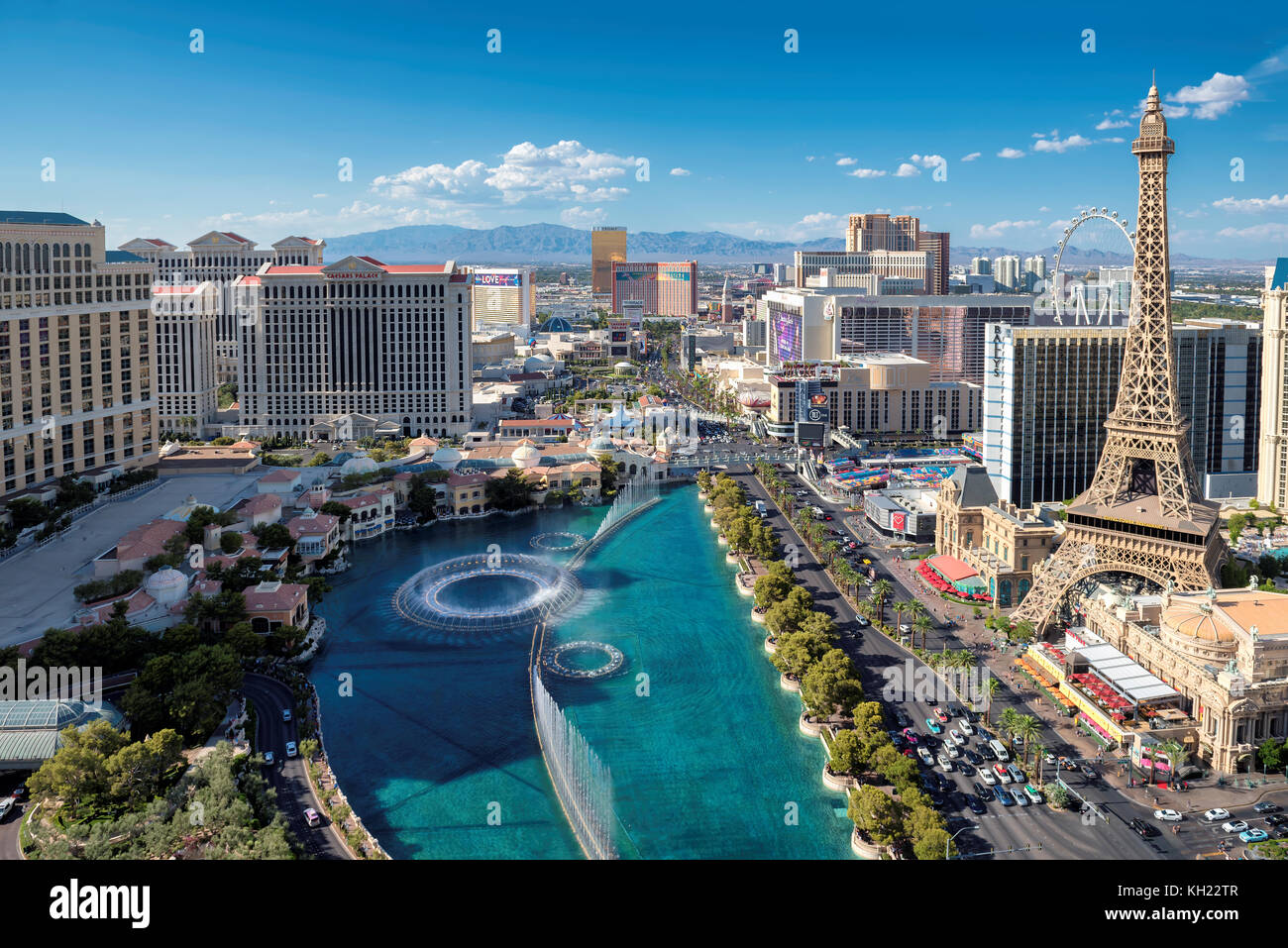 Las Vegas Strip skyline at sunny day Stock Photo