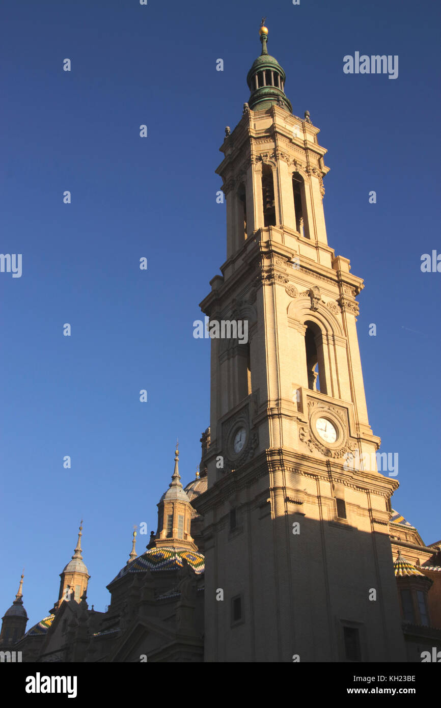 Spire of Basílica de Nuestra Señora del Pilar Zaragoza Spain Stock Photo