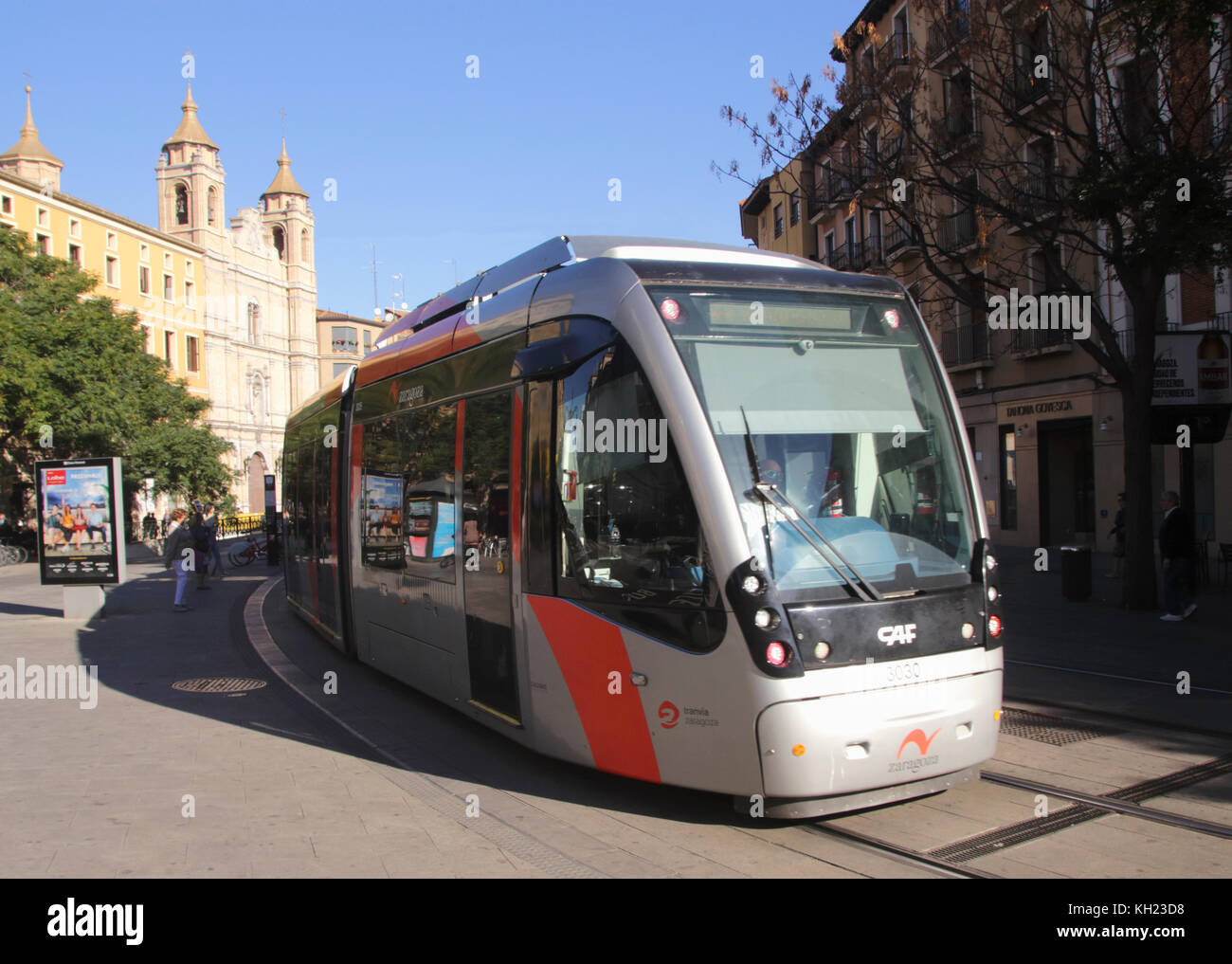 Tram in Avenida de Cesar Augusto Zaragoza Spain Stock Photo