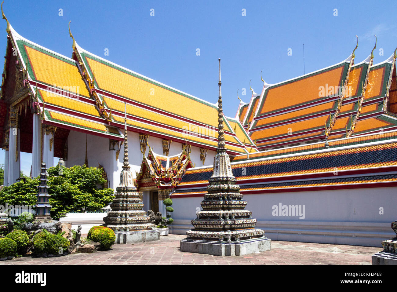 Roof detail, Wat Po, Wat Pho, Bangkok, Thailand Stock Photo
