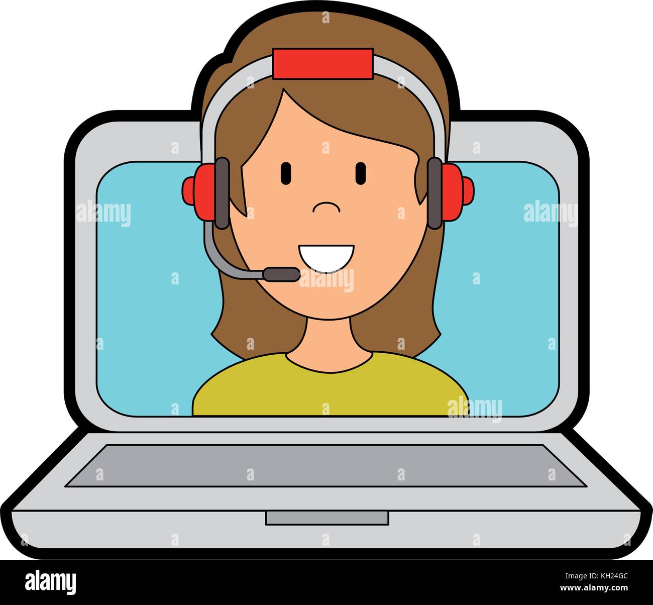 laptop with call center woman agent Stock Vector Image & Art - Alamy