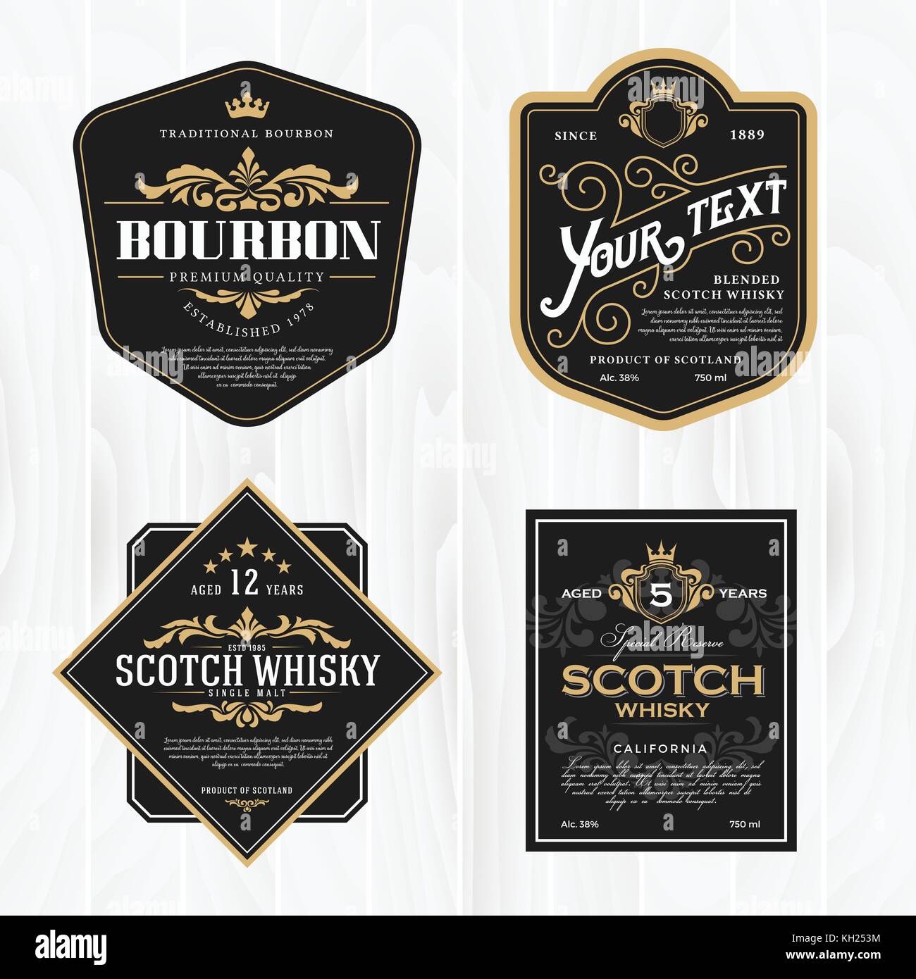 Classic vintage frame for labels, banner and other design. Suitable for whiskey, beer and premium product. Stock Vector