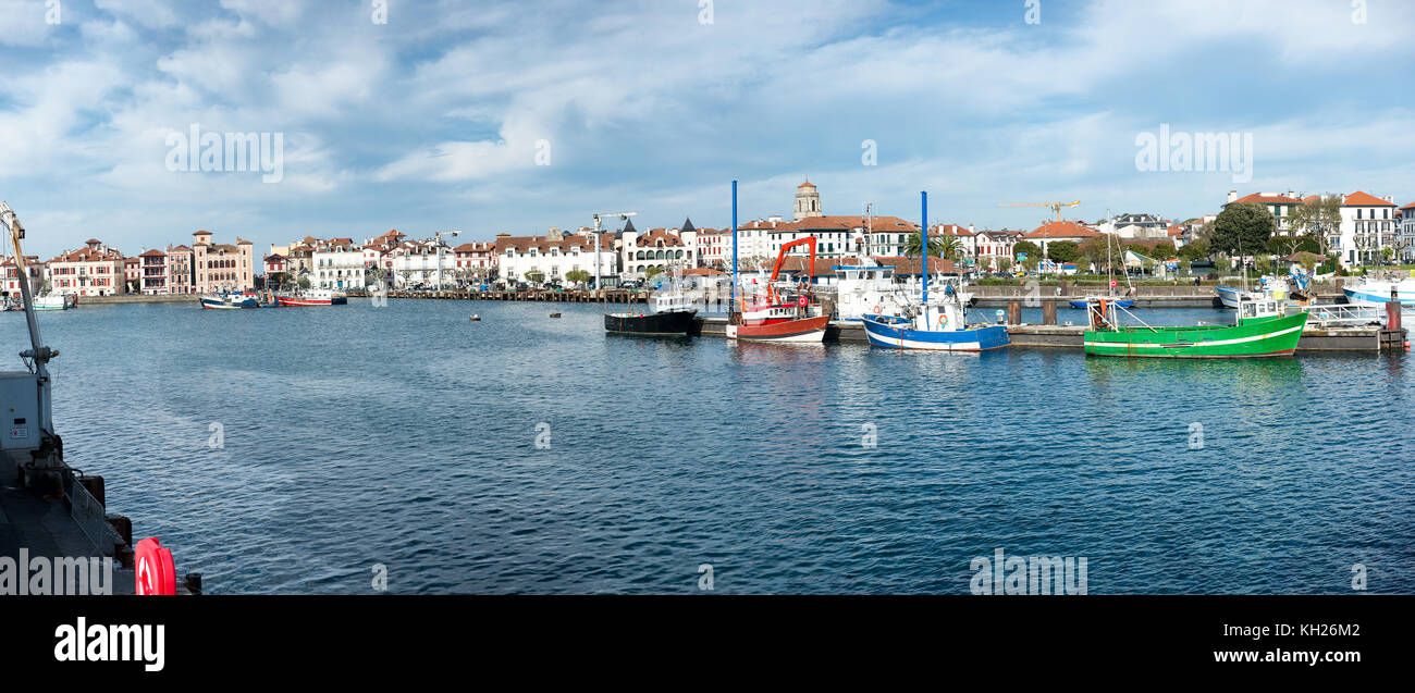 a Fishing harbor of St Jean de Luz in the Basque Country, France Stock Photo