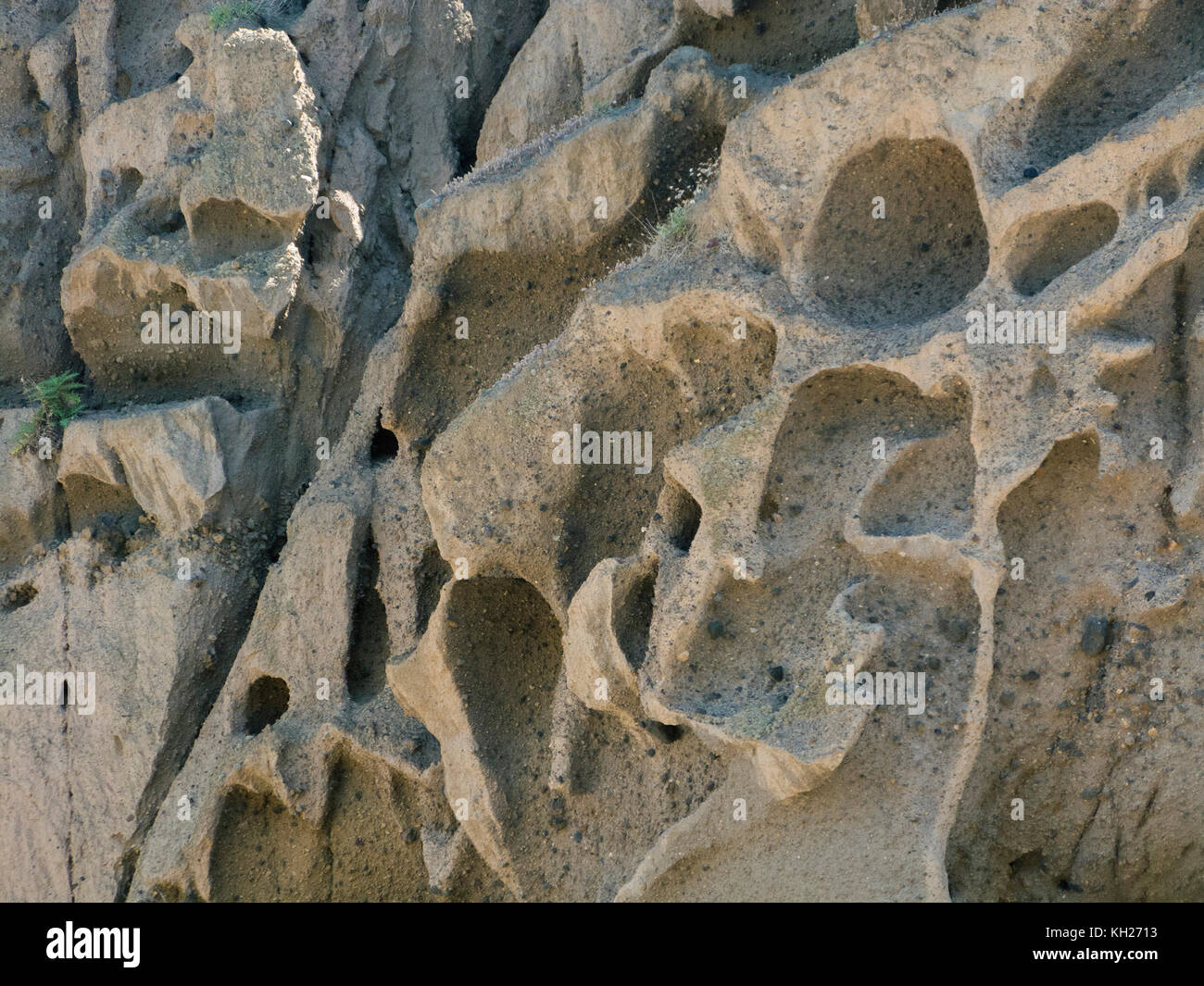 Structure of a pumice stone, rock at Akrotiri, Santorini, Cyclades, Greece, Mediterranean Sea, Europe Stock Photo
