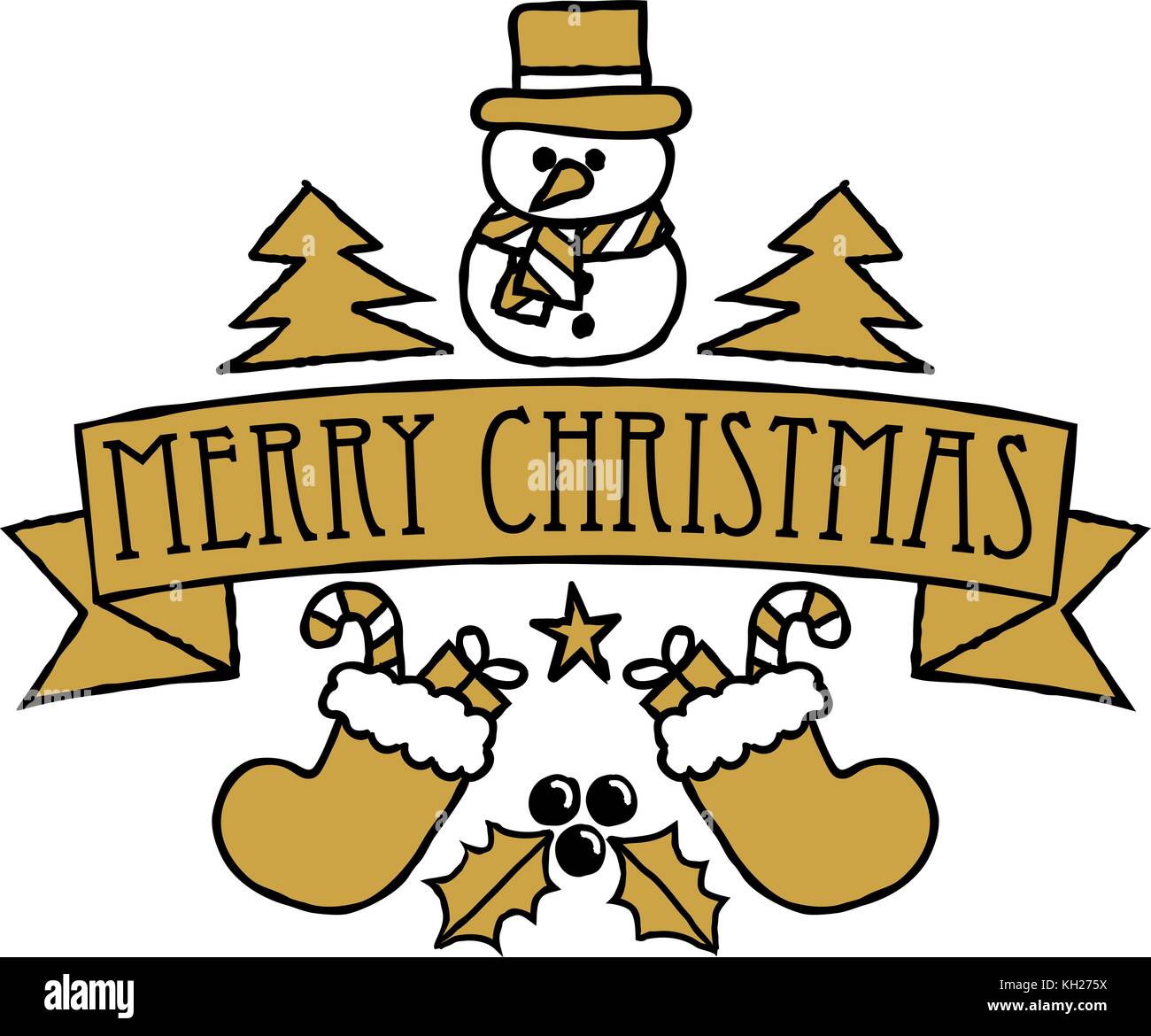 Merry Christmas Greetings Label Design Stock Vector
