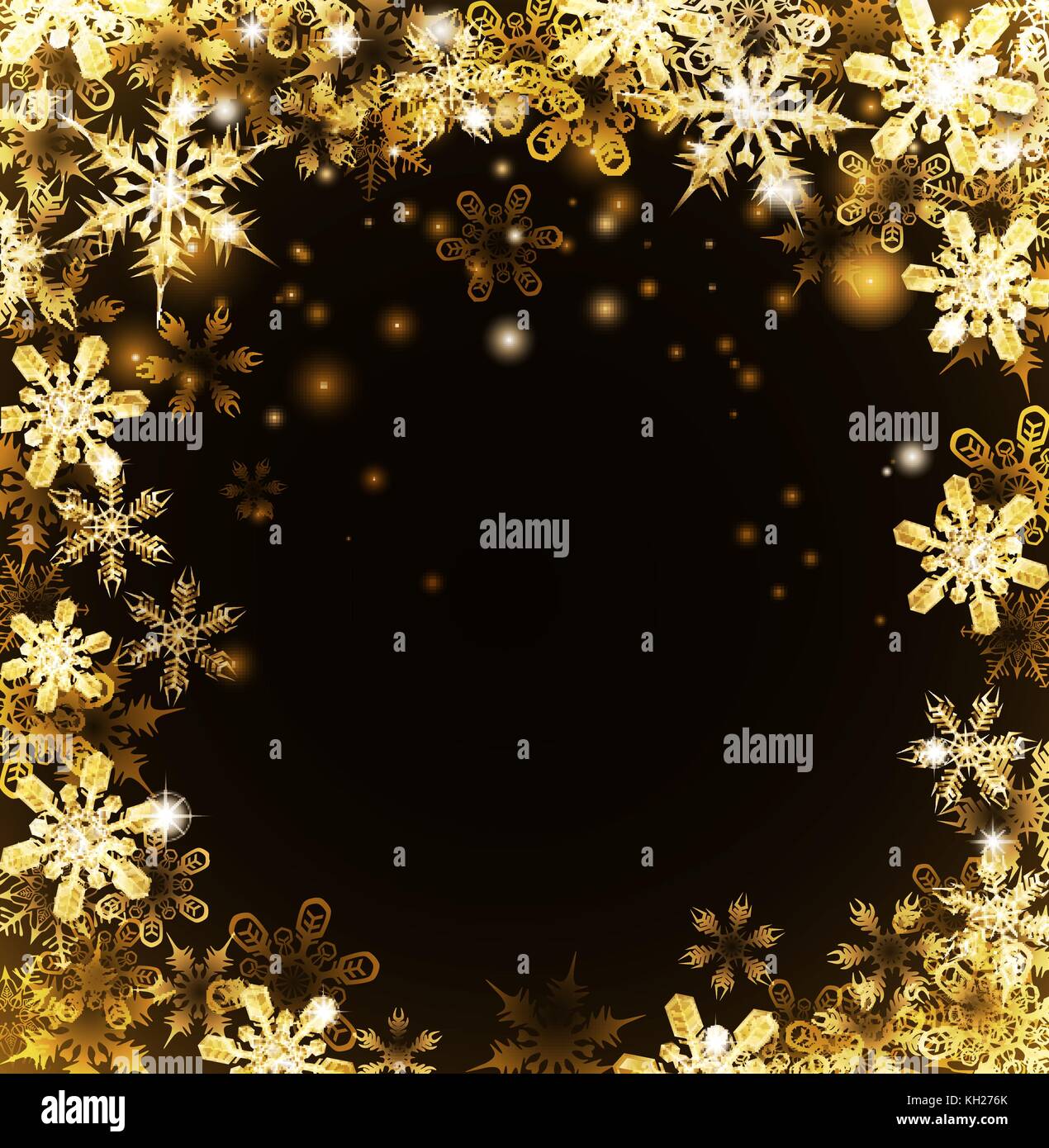 Gold Christmas Snowflakes Background Stock Vector