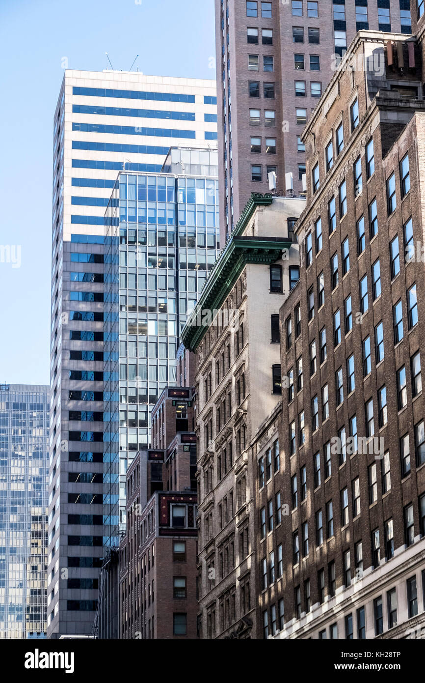 New York Skyscrapes reflected in windows Stock Photo