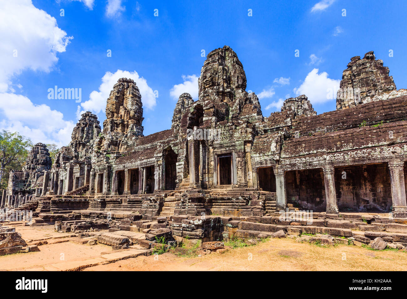 Angkor, Cambodia. The inner gallery of the Bayon temple. Stock Photo
