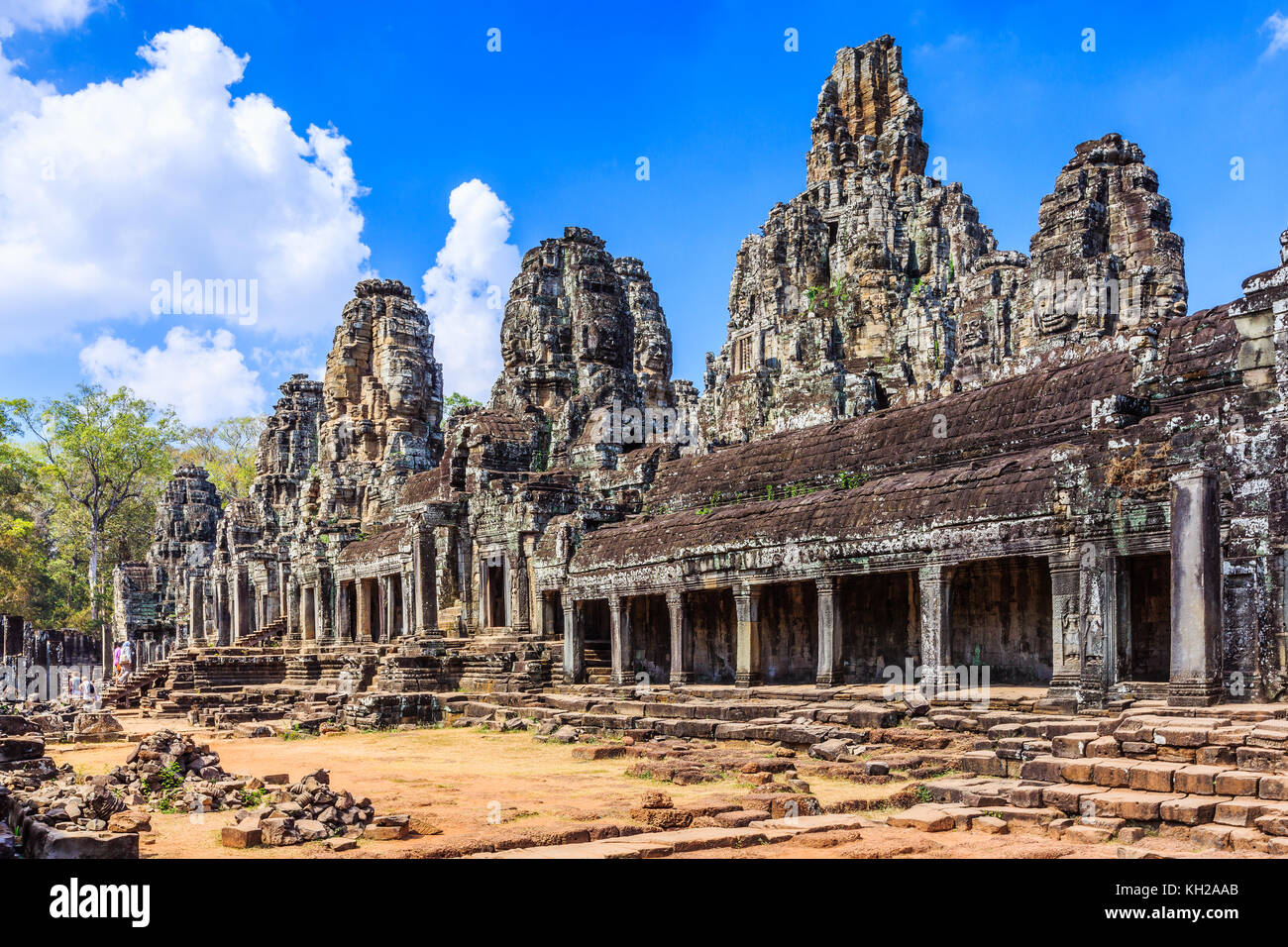 Angkor, Cambodia. The inner gallery of the Bayon temple. Stock Photo