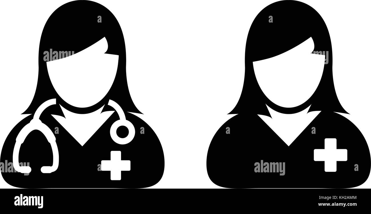 Doctor Icon with Female Patient Medical Consultation and Assistant ...