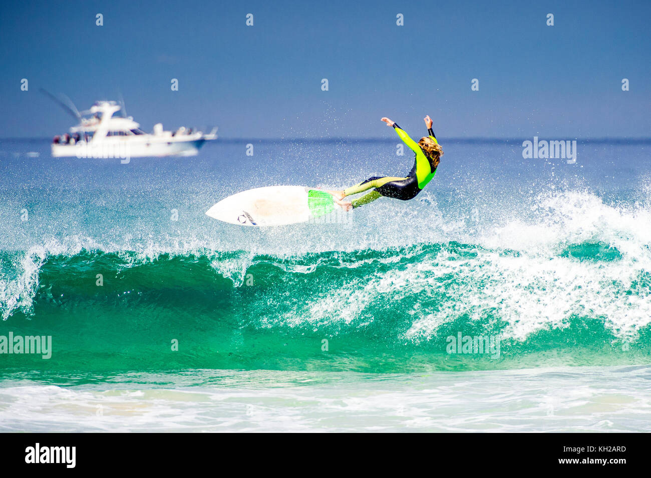 A surfer wipes out at Bondi Beach, Sydney, NSW, Australia Stock Photo