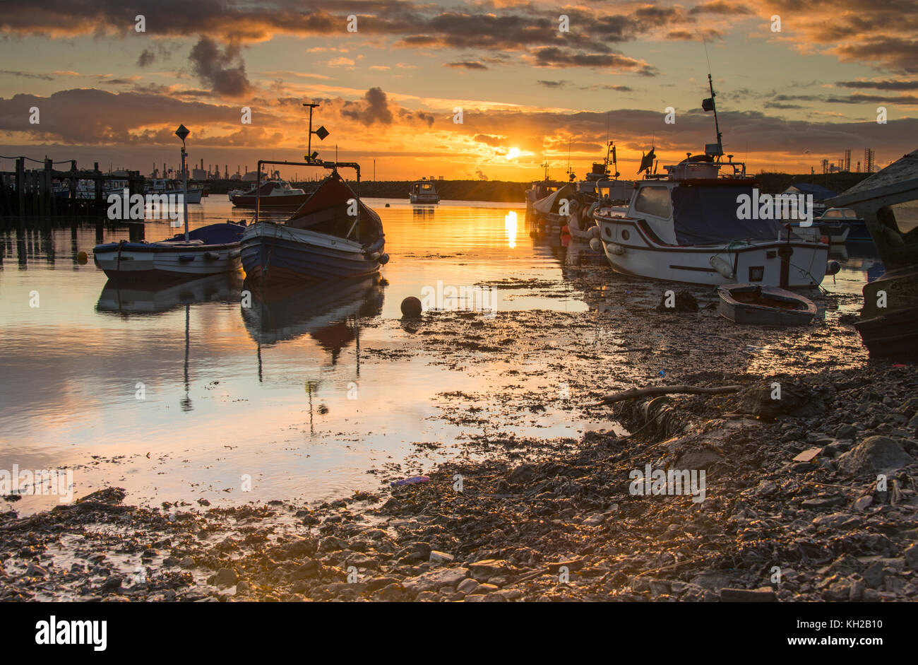 Sunset at Paddy's Hole near Redcar Stock Photo