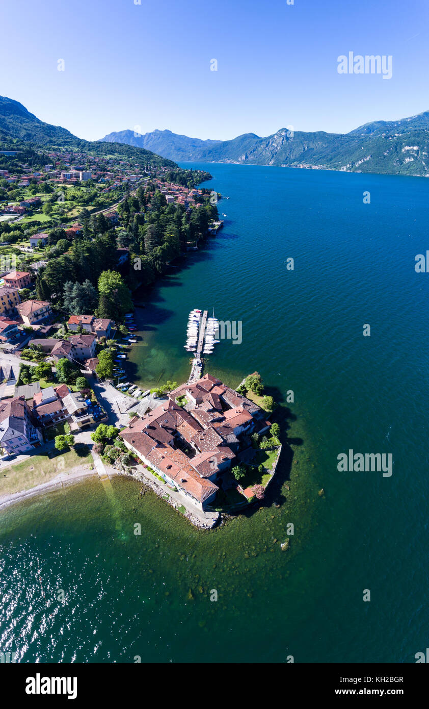 Lierna - Little village of Como lake (Aerial view) Stock Photo
