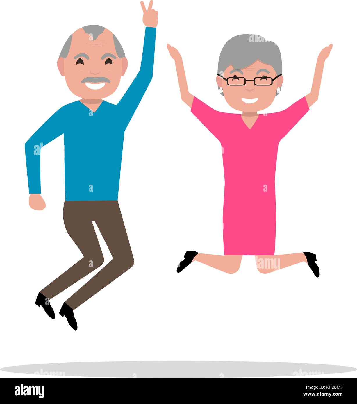Vector cartoon jumping from happiness elderly Stock Vector