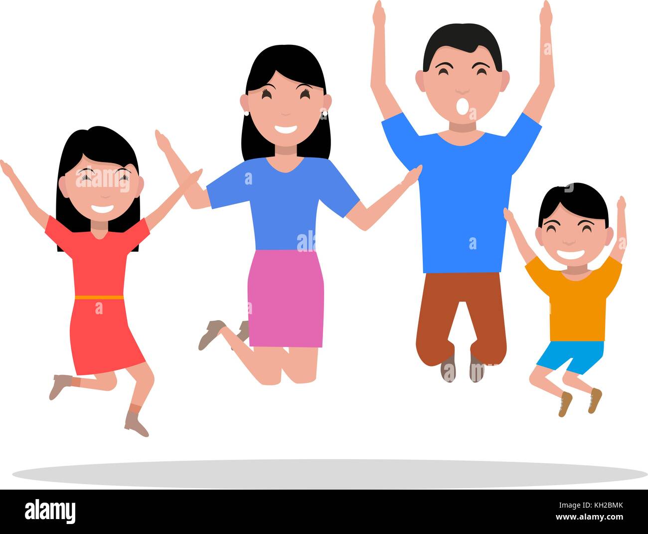 Vector cartoon jumping of happiness family Stock Vector