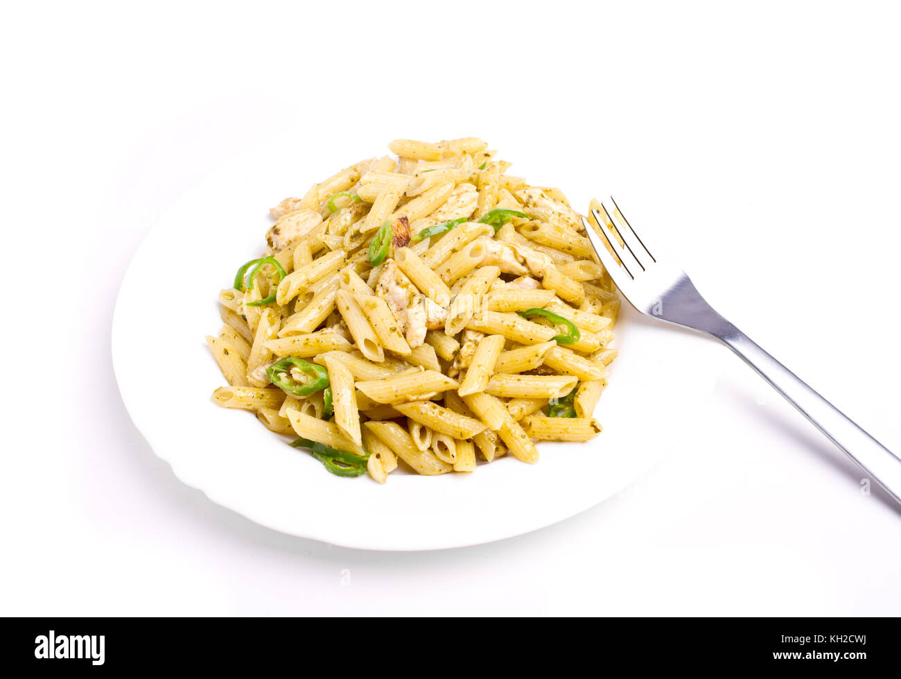 Penne with basil, olive oil and pine dressing Stock Photo Alamy