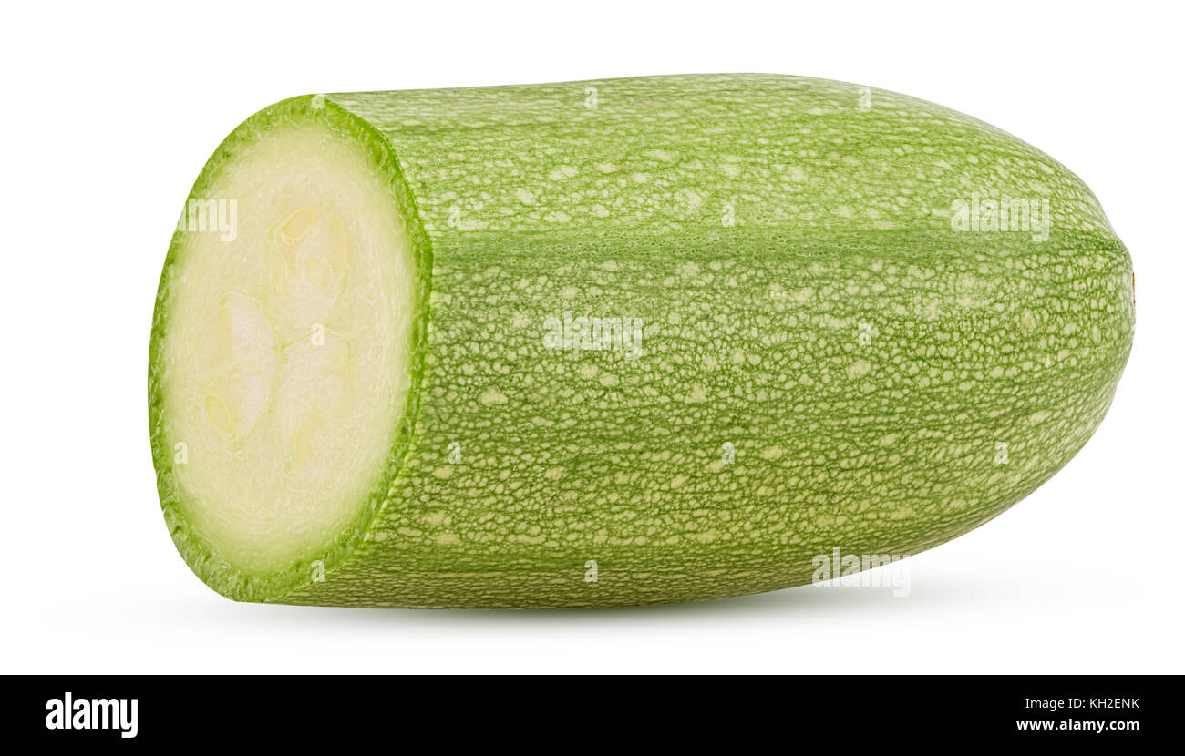 Fresh Italian zucchini half isolated on white background. Clipping Path Stock Photo