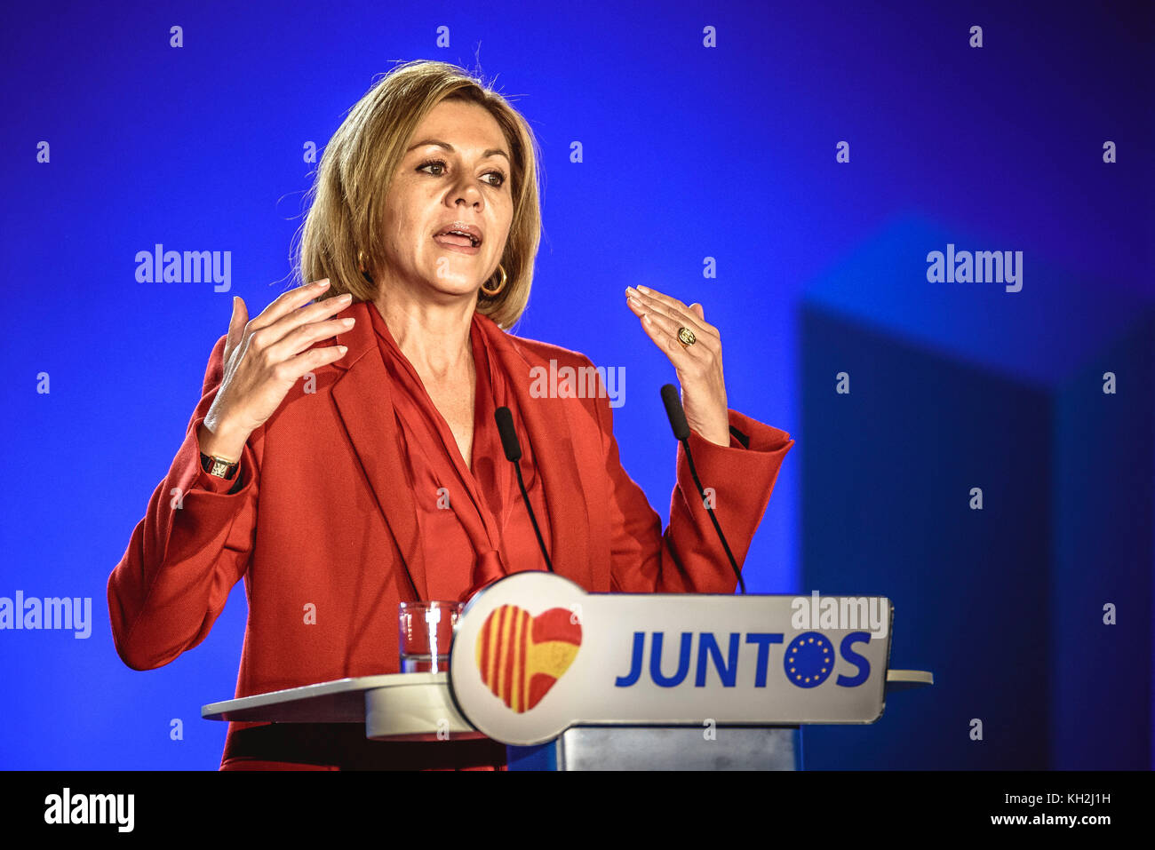 Barcelona, Spain. 12 November, 2017:  MARIA DOLORES COSPEDAL, General Secretary of the PP (People's Party), addresses the audience during the presentation of the party's candidates for the Catalan elections on December 21st Credit: Matthias Oesterle/Alamy Live News Stock Photo