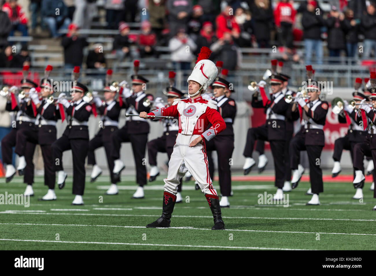 Band drum major leads marching band hires stock photography and images