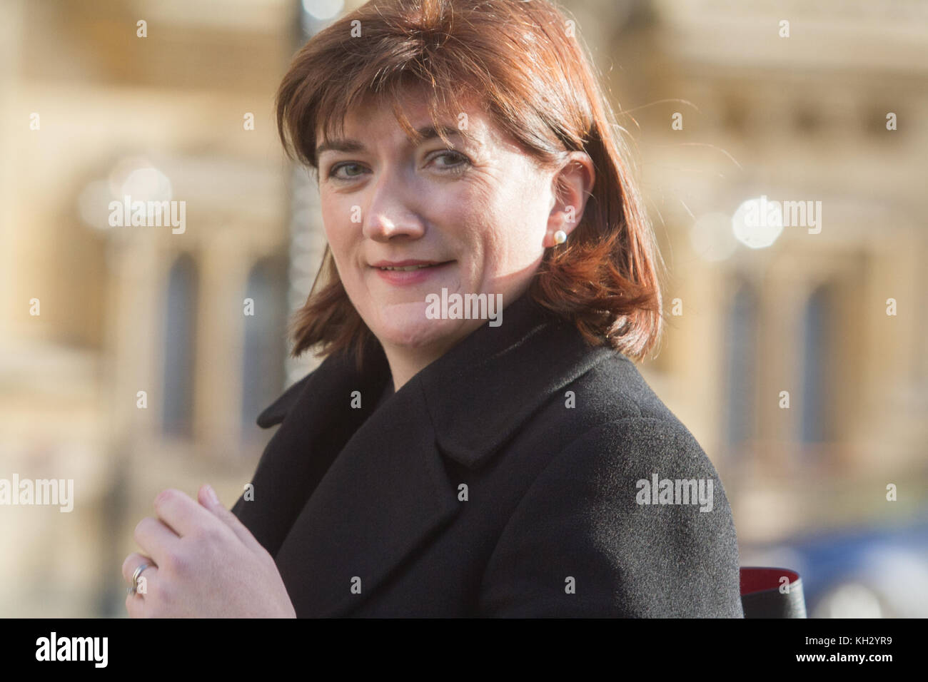 London, UK. 13th Nov, 2017.British Conservative Politician Nicky Morgan a Remain supporter  is seen in Westminster. Nicky Morgan is Member of Parliament for Loughborough and has served as Education Secretary under Prime Minister David Cameron and Minister for Women Equalities   Credit: amer ghazzal/Alamy Live News Stock Photo