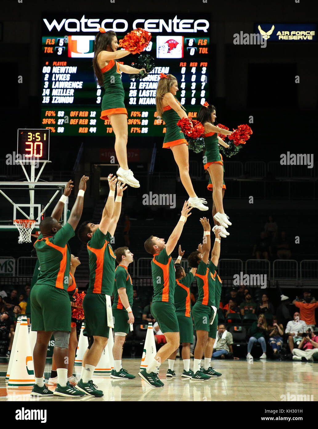 Cheerleaders Perform During Basketball Game High Resolution Stock 
