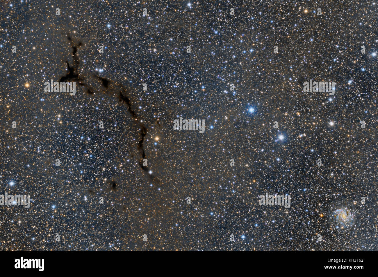Barnard 150 dark nebula with galaxy NGC6946 Stock Photo